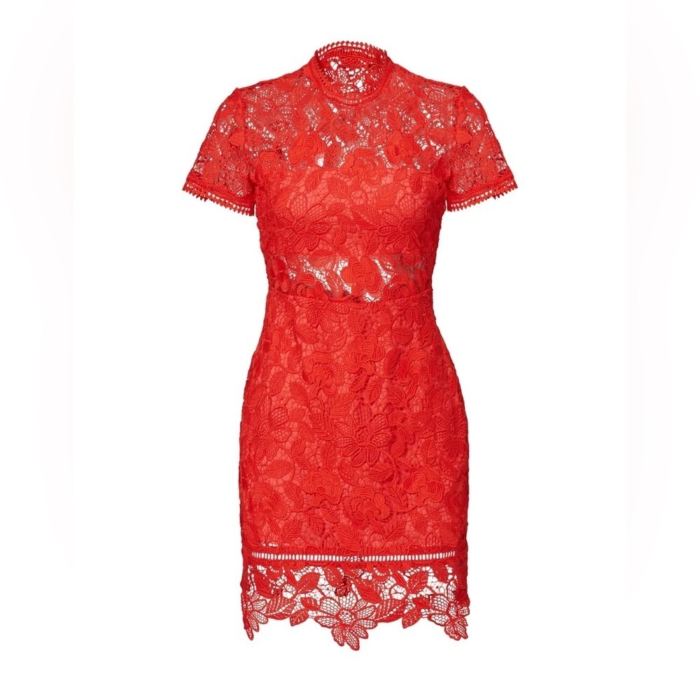 Lovers + Friends Red Lace Sheath Size S